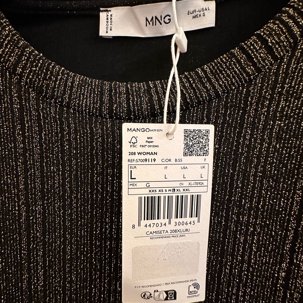 Mango Charcoal Ribbed Men's Tee - Picture 4 of 5